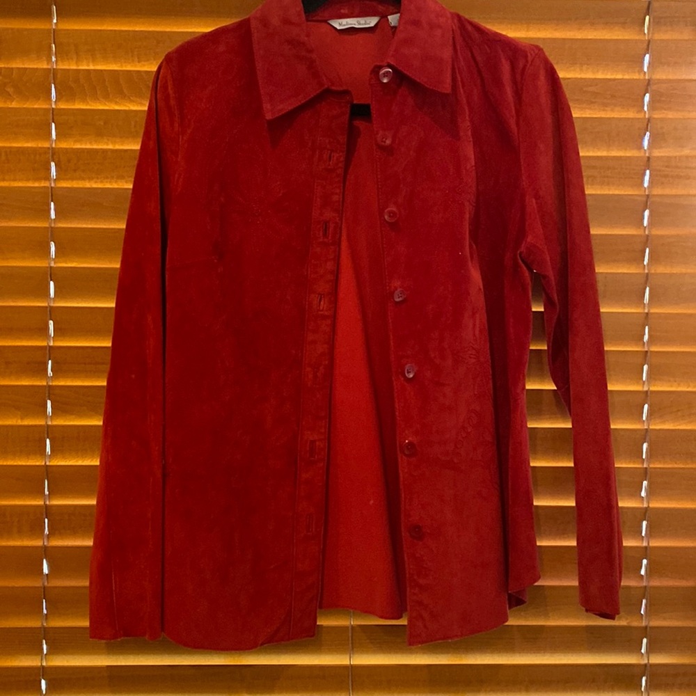 Gorgeous Chic Red suede-like leather with decorative stitching -Small Li…